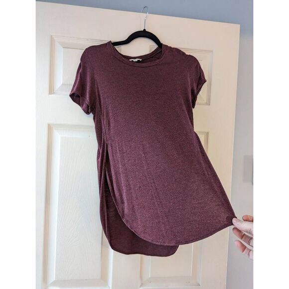 Aritzia Wilfred Size S Capucine Burgundy Open Side T-shirt Round - Picture 1 of 6
